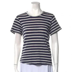 Sea New York Striped Navy Blue and White Crewneck Shirt Ruffle Back, Size Small